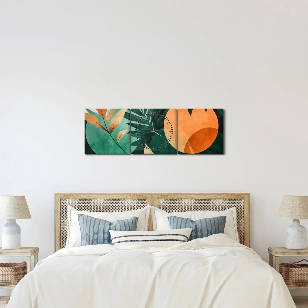 Kép - Geometrikus természeti minták (órával) (90x30 cm)
