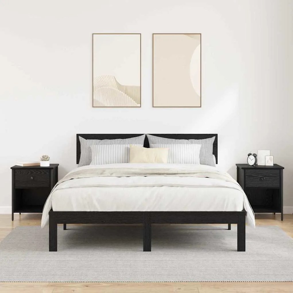 Éjjeliszekrény 2 pcs Musta tammi 40 x 42 x 50 cm Faanyag