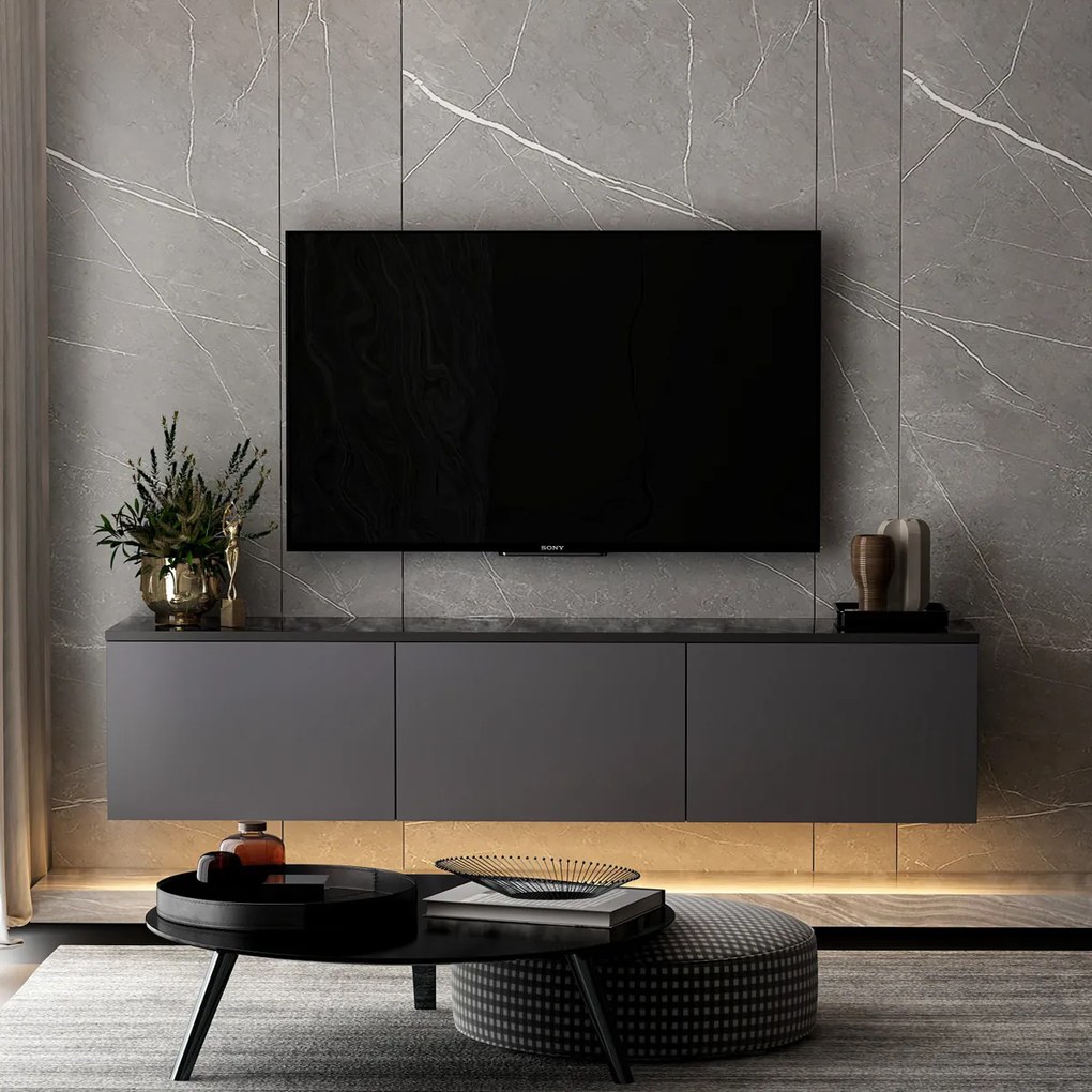 TV asztal Neon megvilágított antracit