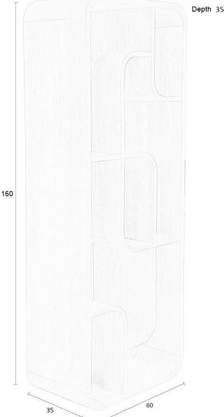 Krémszínű tölgyfa könyvespolc 60x160x35 cm Seven – Zuiver