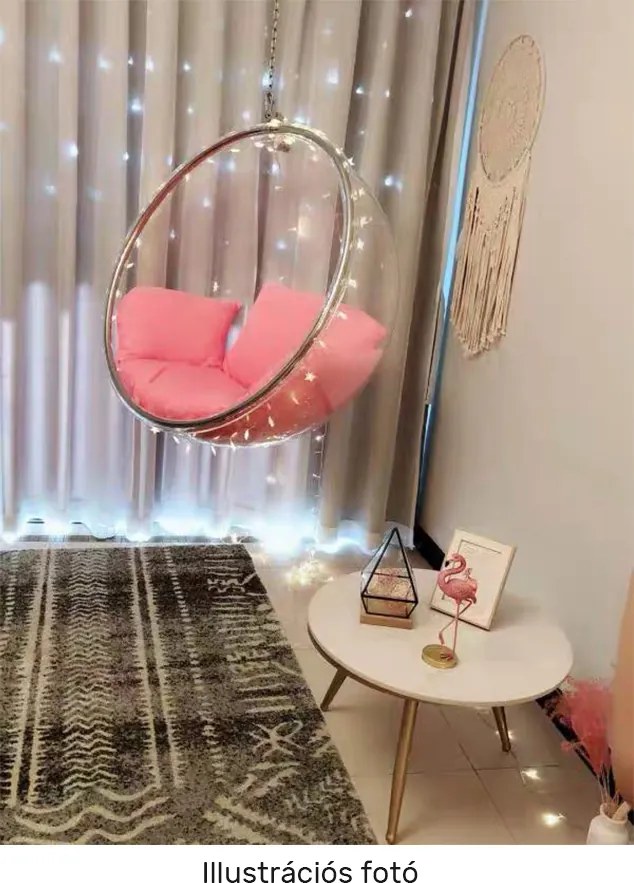 Függő fotel, átlátszó/arany/rózsaszín, BUBBLE NEW TYP 1