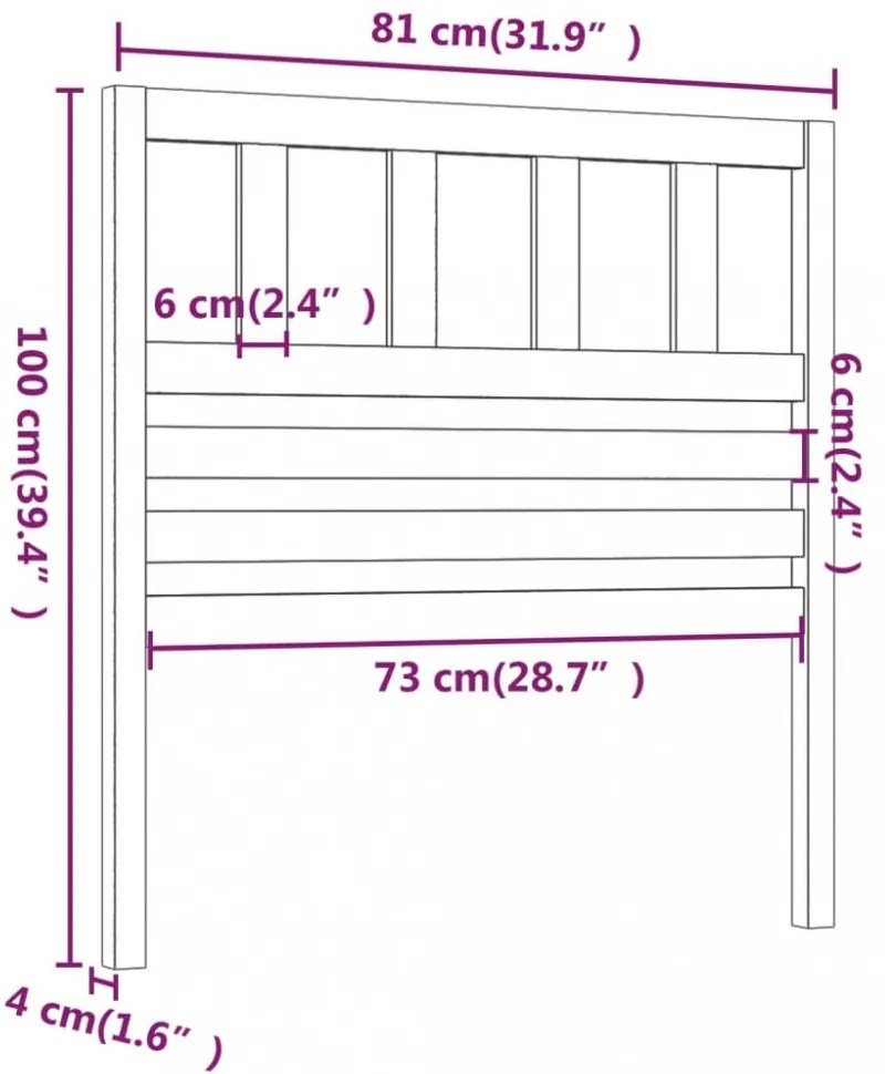 mézbarna tömör fenyőfa ágy fejtámla 81 x 4 x 100 cm