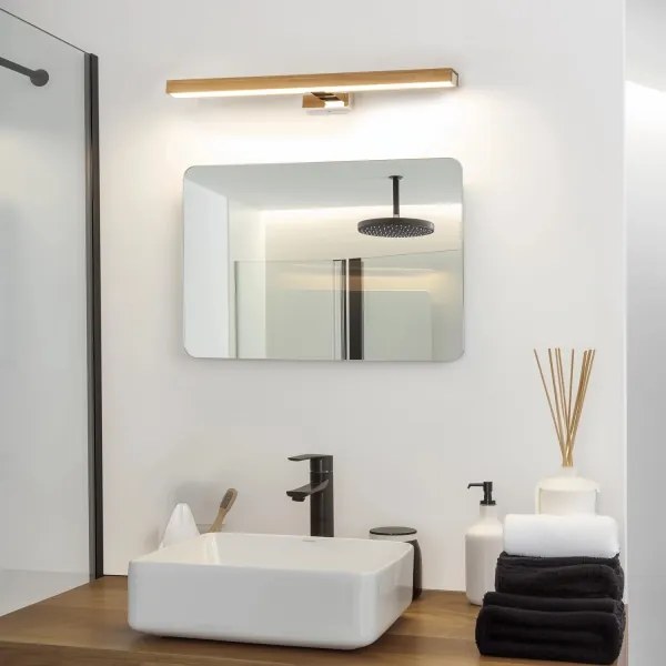 Brilagi-LED fürdőszobai tükörmegvilágítás WOODY MIRROR LED/12W/230V IP44 tölgy/króm