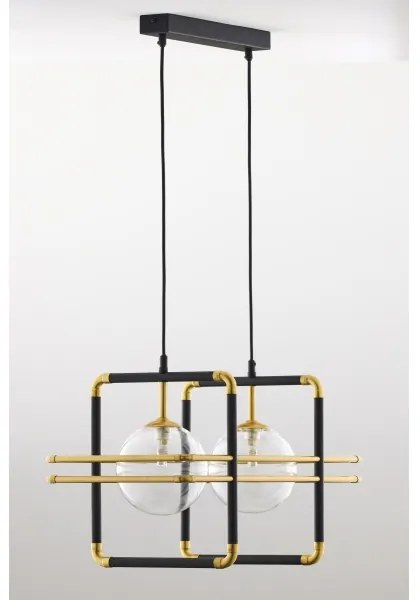 Jupiter 2029 - Csillár zsinóron FIORI 2xG9/10W/230V fekete/arany/átlátszó