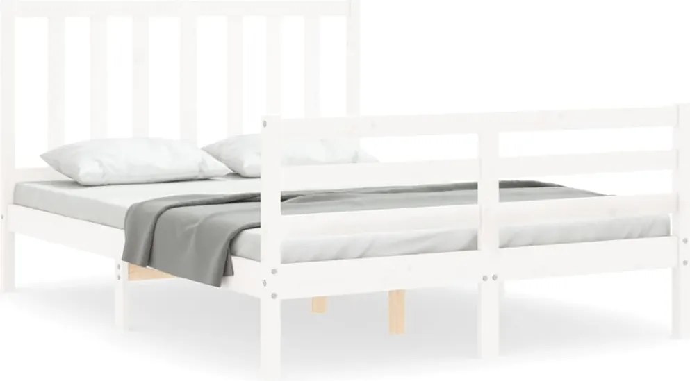 vidaXL fehér tömör fenyőfa ágy matrac nélkül 140x190 cm