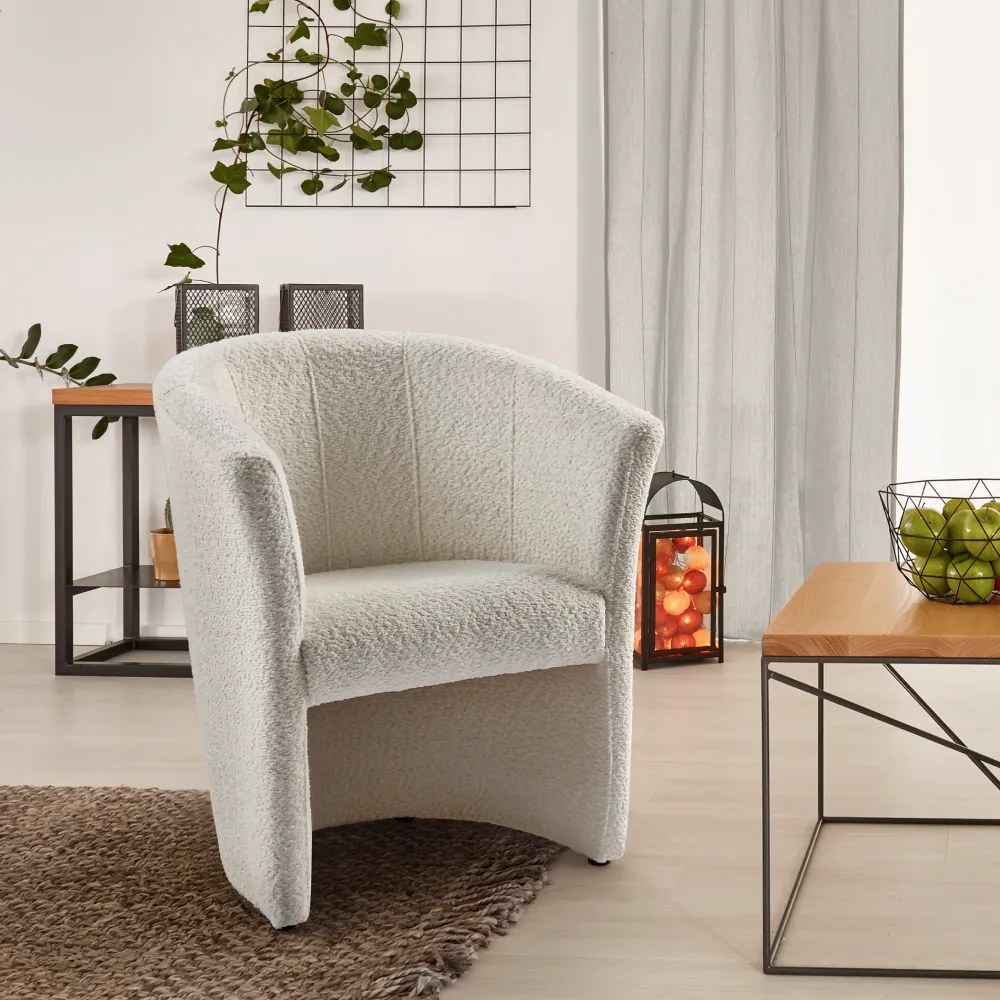 Klub fotel, tejszínes Coral anyag, CUBA