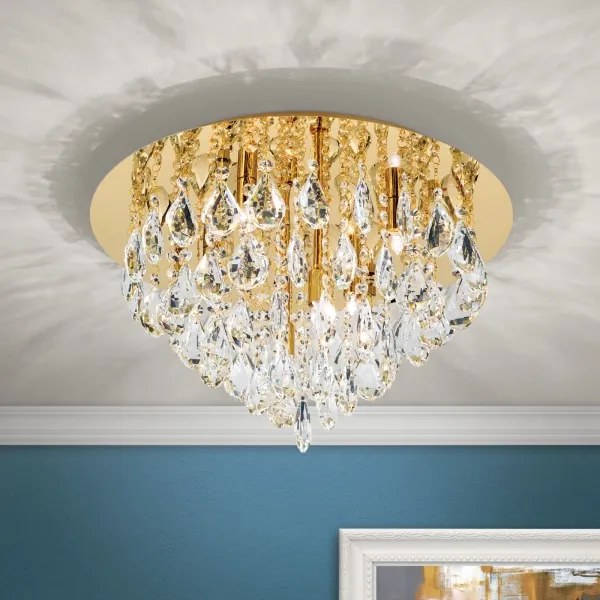 Orion DLU 2516/45-Kristály mennyezeti lámpa CELESTE 6xG9/40W/230V átm. 45 cm arany