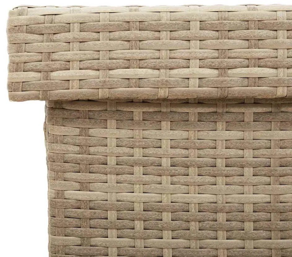 bézs polyrattan kerti tárolóláda kerekekkel 160x55x75 cm