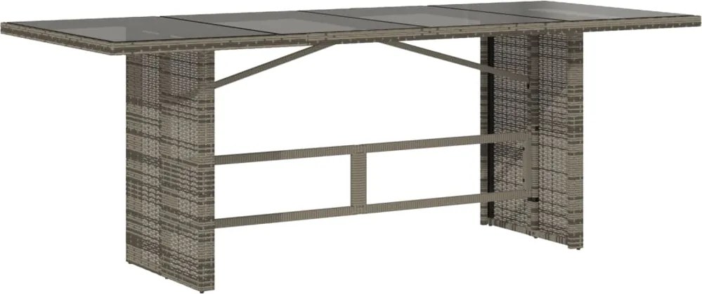 vidaXL szürke polyrattan üveglapos kerti asztal 190 x 80 x 75 cm