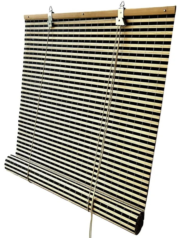 Fekete-natúr színű bambusz roló 200x160 cm Vela – Gardinia