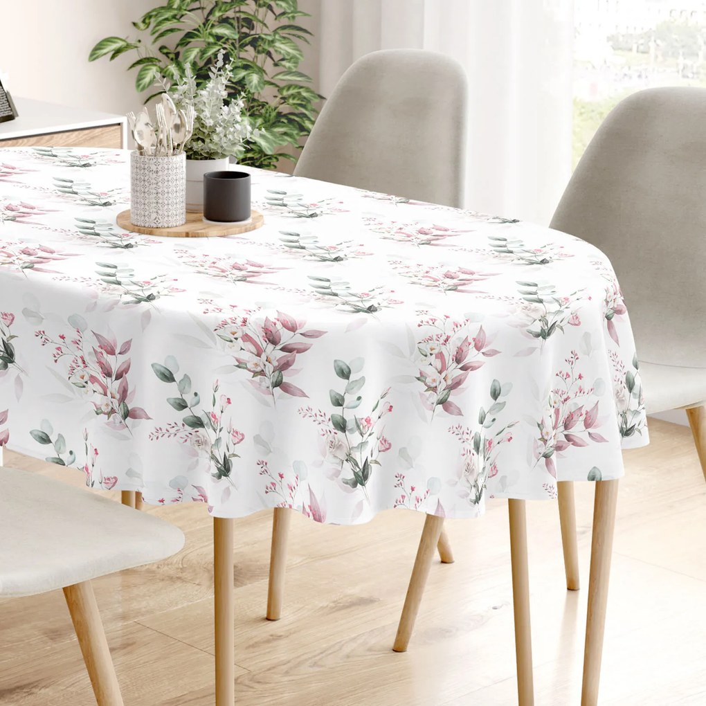 Goldea ovális pamut terítő deluxe - zsenge rózsák 120 x 160 cm