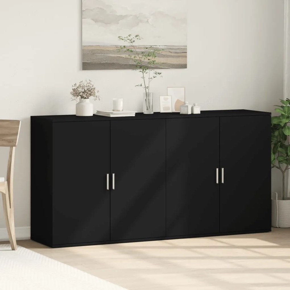 2 db fekete szerelt fa tálalószekrény 79 x 38 x 80 cm