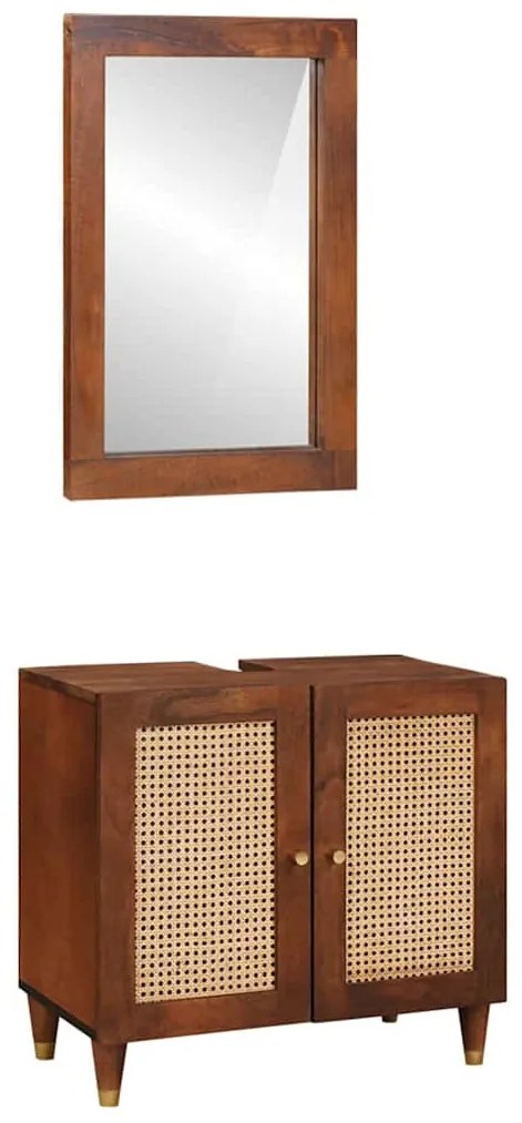 Fürdőszobai bútorok fiókkal 2 pcs 62 x 33 x 58 cm Tömör Mangófát