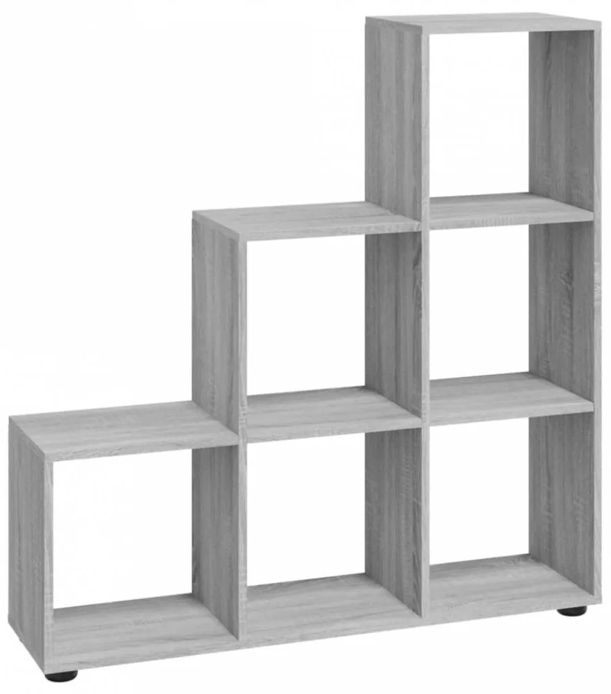 Szürke sonoma színű szerelt fa lépcsős könyvespolc 107 cm