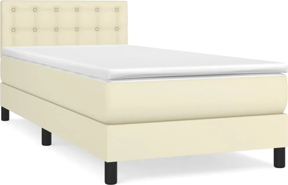 vidaXL krémszínű műbőr rugós ágy matraccal 100 x 200 cm