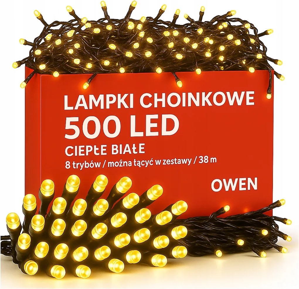 Karácsonyfa Fényfüzér Kültéri Beltéri 500LED Fehér Meleg Erős