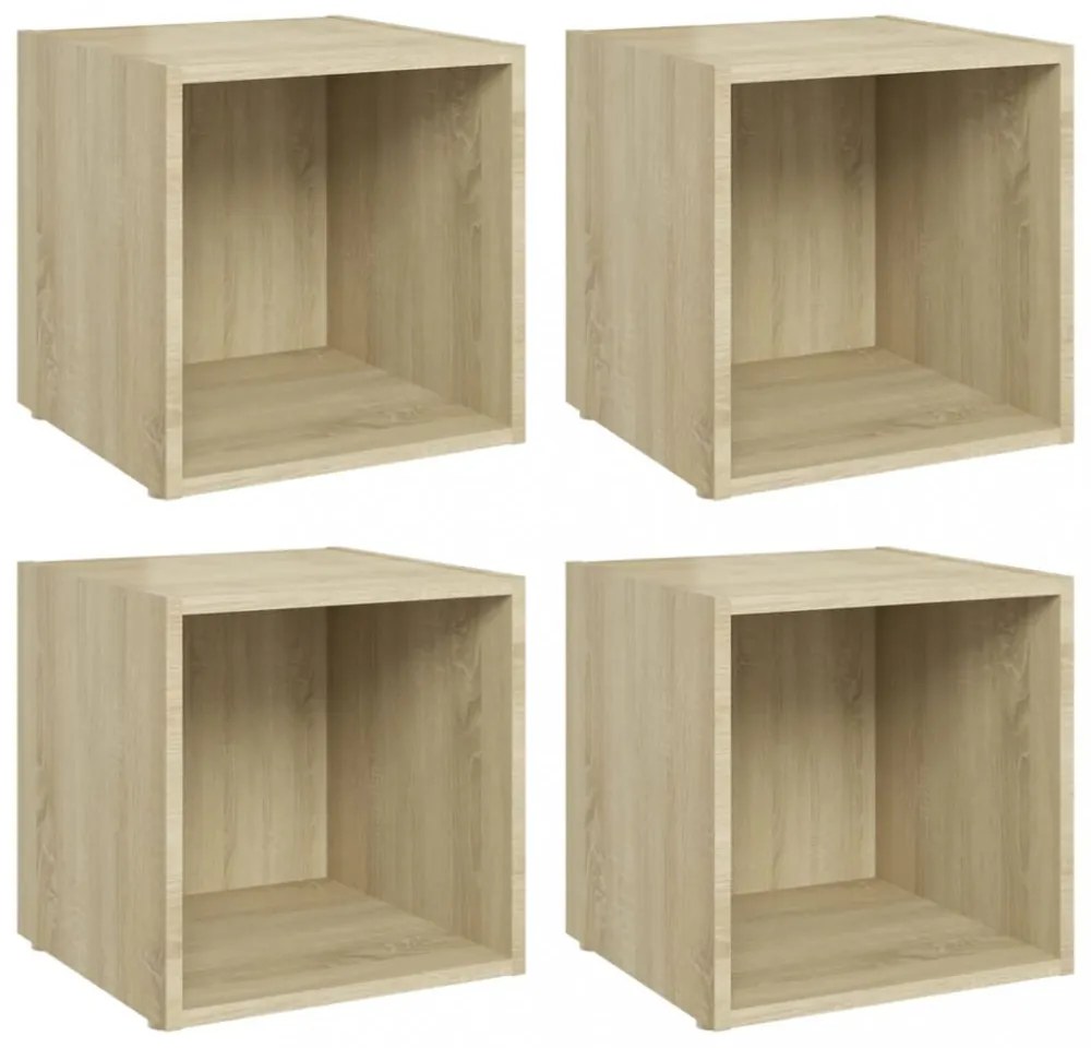 4 db sonoma tölgy színű szerelt fa TV-szekrény 37 x 35 x 37 cm