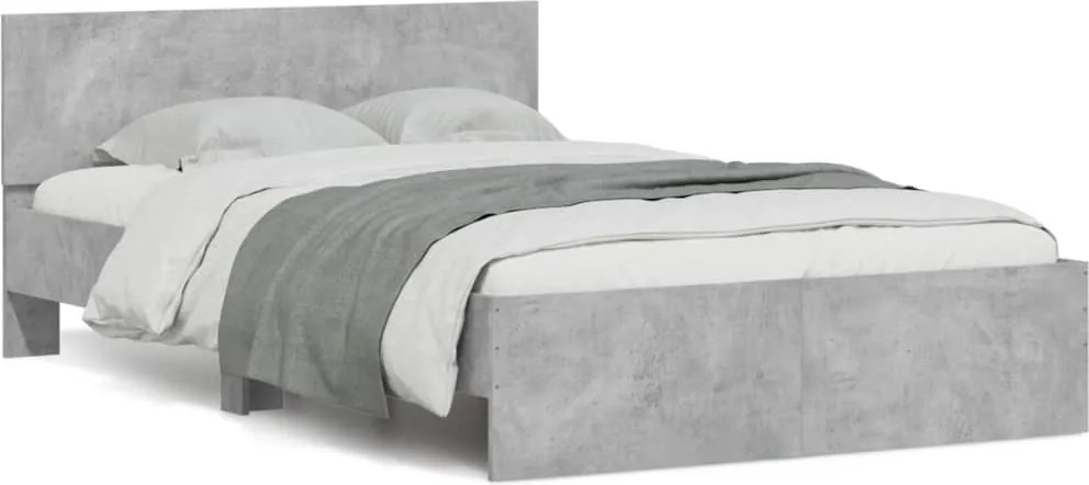 vidaXL betonszürke ágykeret fejtámlával 120 x 190 cm