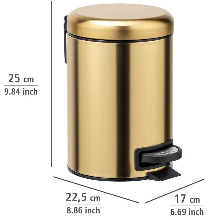 Aranyszínű rozsdamentes acél pedálos szemetes 3 l Leman – Wenko