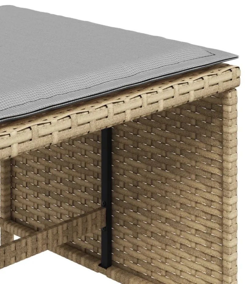 4 db vegyes bézs polyrattan kerti szék párnával 41 x 41 x 36 cm