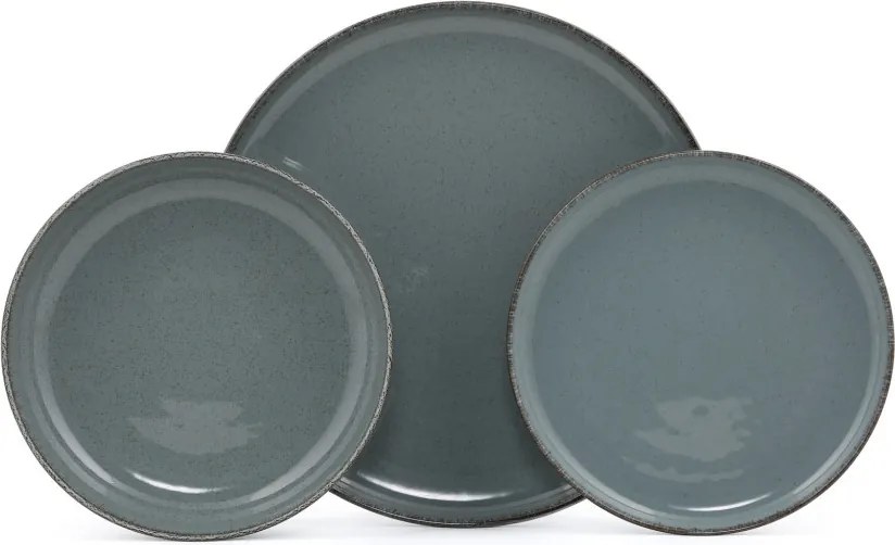 Tányérkészlet porcelán, kék, 18 darabos