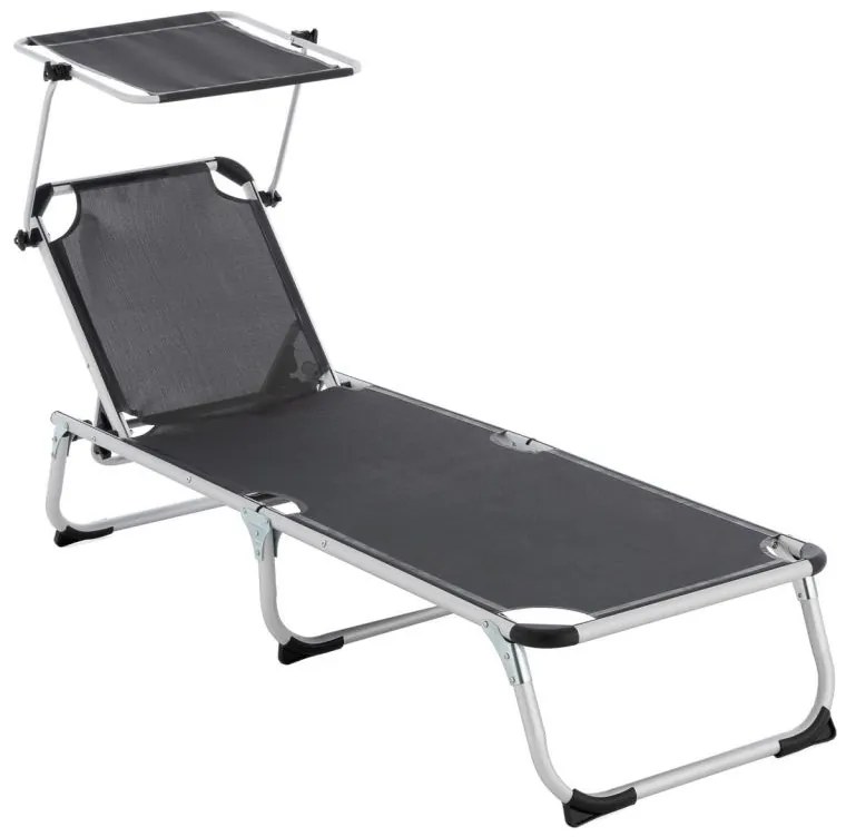 Kerti nyugágy összecsukható napellenzős antracit szín
