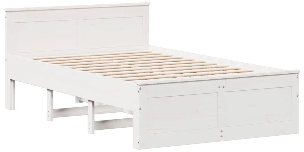 fehér tömör fenyőfa fejtámlás ágykeret matrac nélkül 120x190 cm