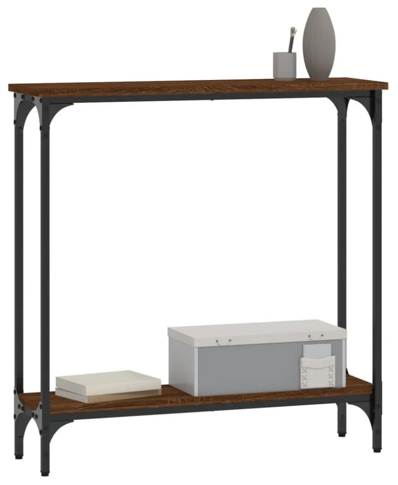 barna tölgyszínű szerelt fa tálalóasztal 75x22,5x75 cm