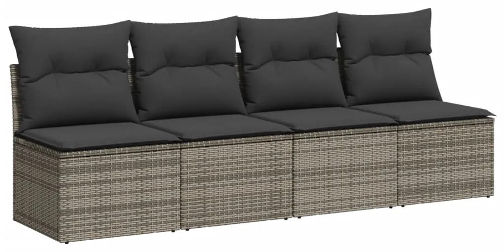 10 részes szürke polyrattan kerti ülőgarnitúra párnákkal