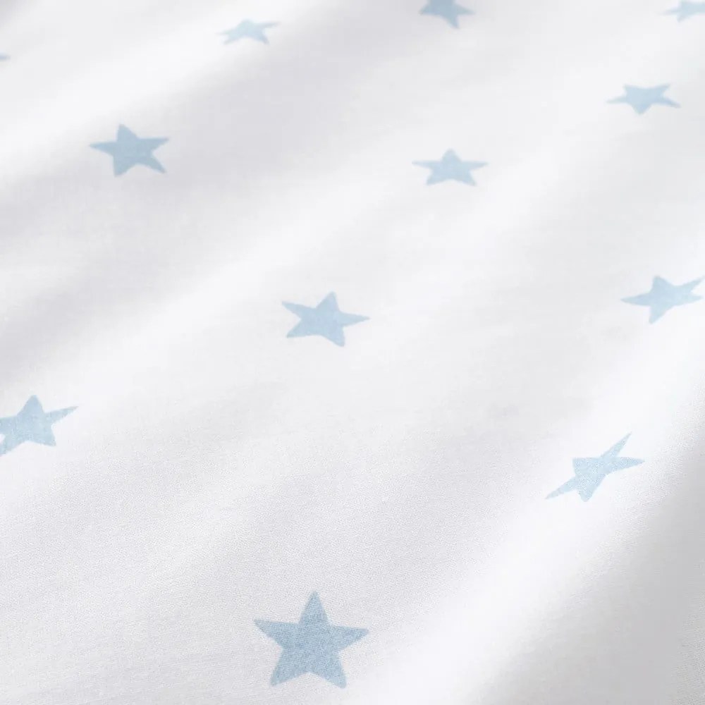 Fehér-kék gumis egyszemélyes pamut gyerek lepedő 90x190 cm Mini Star &amp; Stripes – Bianca