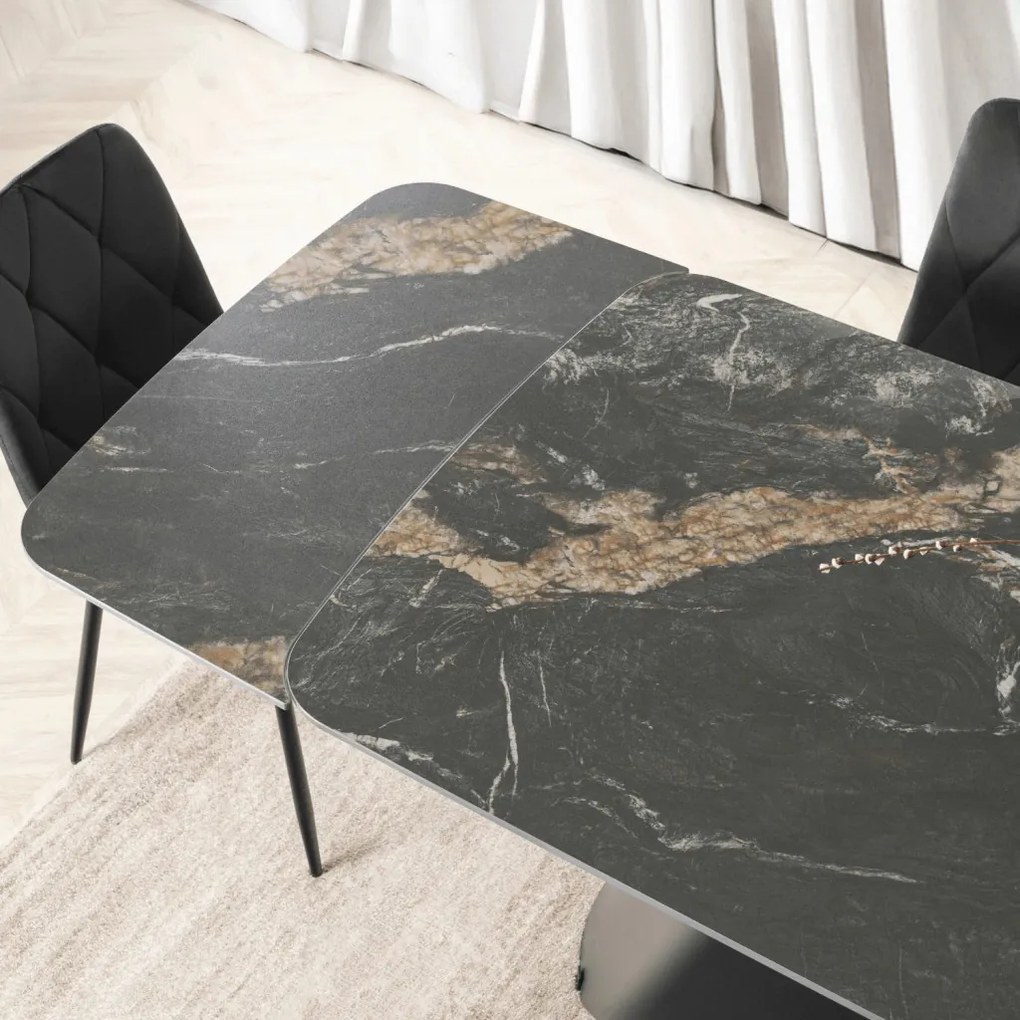 Stół VERONA Ceramiczny Rozkładany 160-240 cm Czarny márvány/Czarny