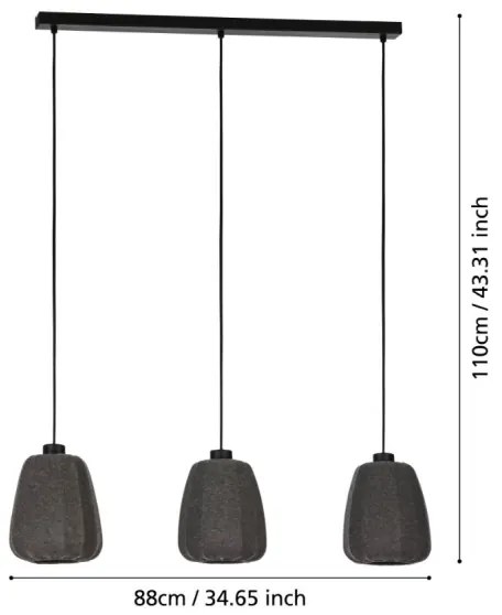 Eglo 43962 - Csillár zsinóron BARLASTON 3xE27/40W/230V