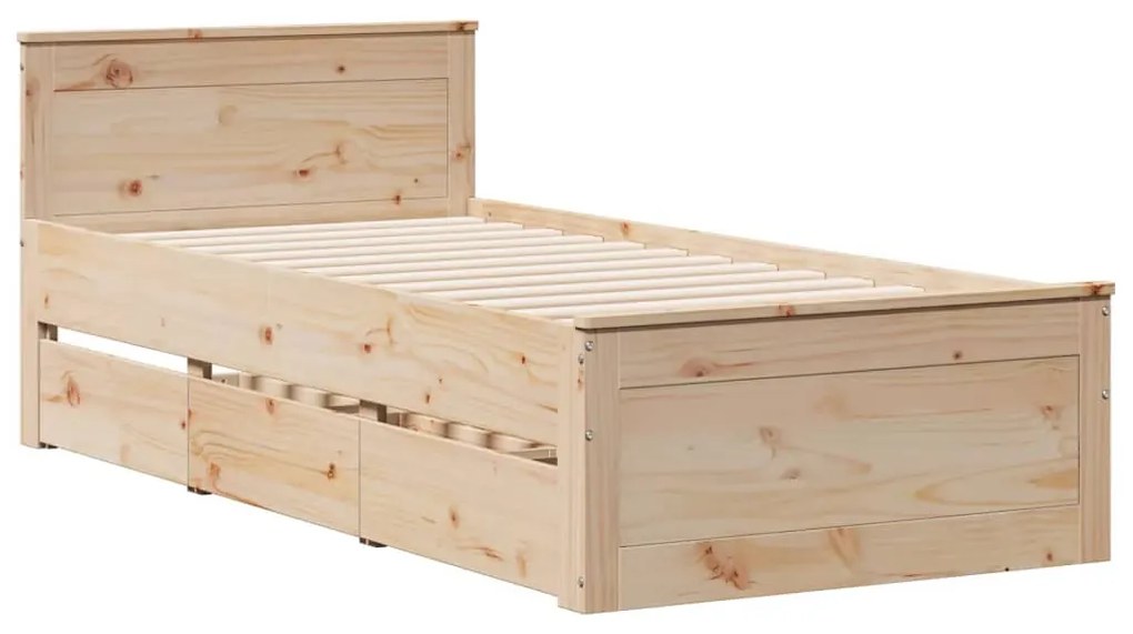 tömör fenyőfa könyvespolcos ágy matrac nélkül 75 x 190 cm