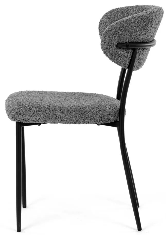 Scaun de sufragerie, stofa gri, picioare metalice negre