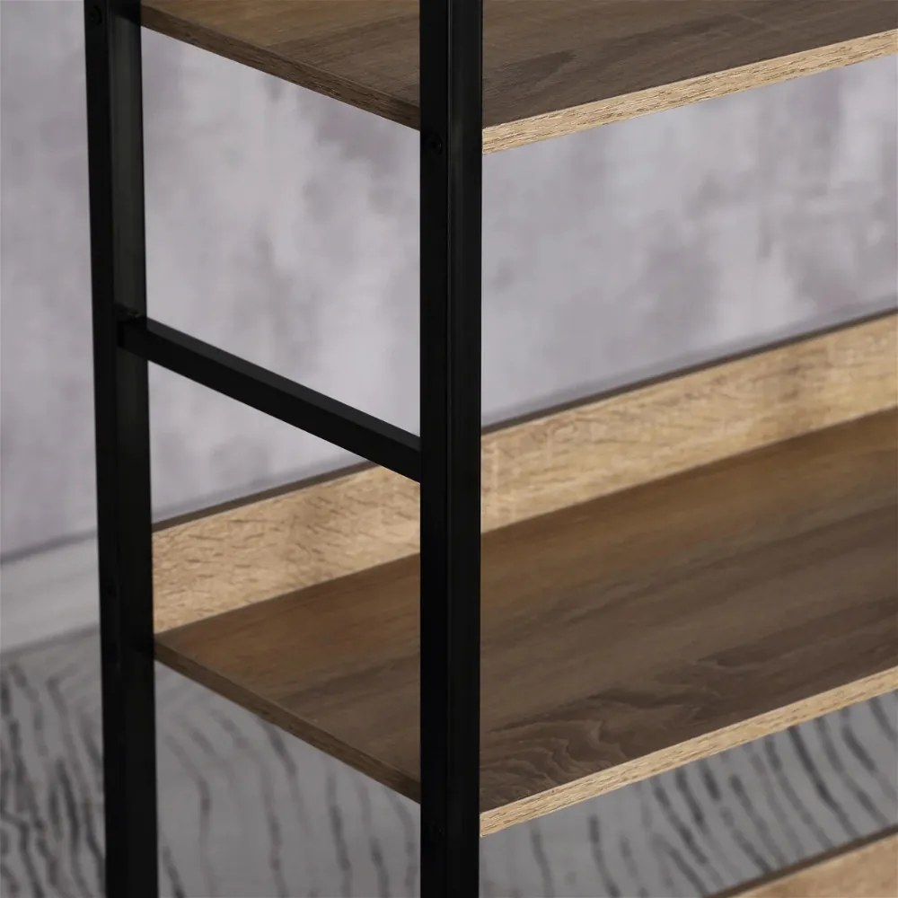 Intenso Home 4 szintes nyitott könyvespolc 60 x 126cm (Sonoma tölgy) | Univerzális tároló állvány fém lábakkal