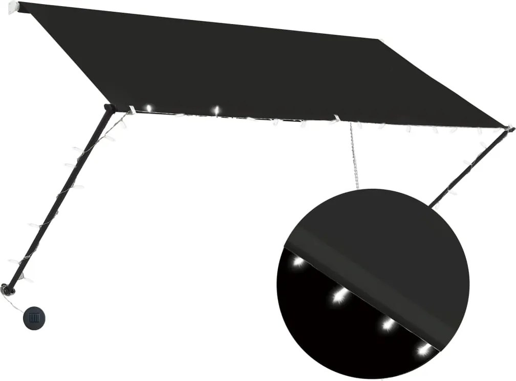 vidaXL feltekerhető antracitszürke napellenző LED-del 250 x 150 cm