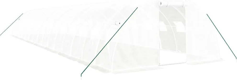 vidaXL fehér acélvázas melegház 64 m² 16 x 4 x 2 m