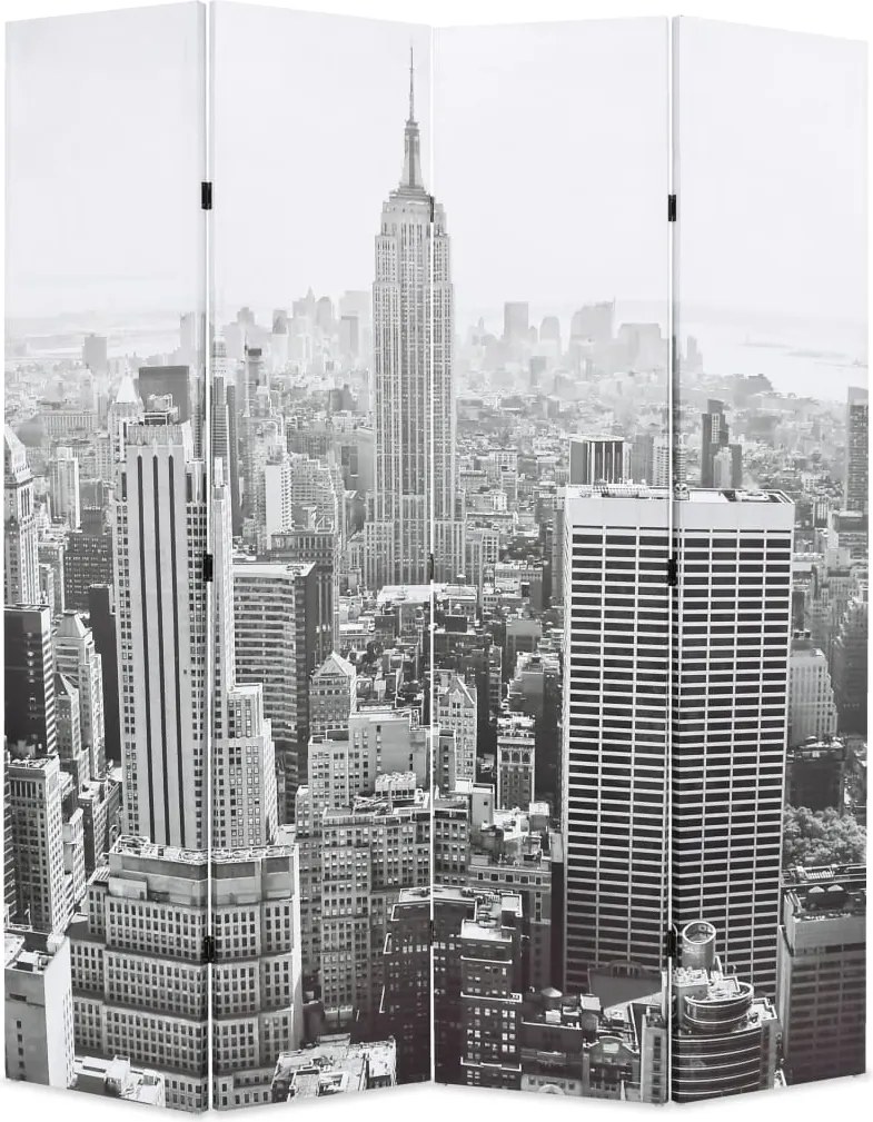 vidaXL fekete-fehér New York mintás paraván 160 x 170 cm