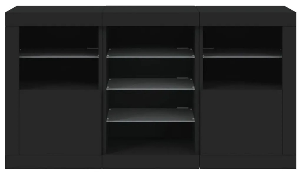 fekete tálalószekrény LED-világítással 123 x 37 x 67 cm