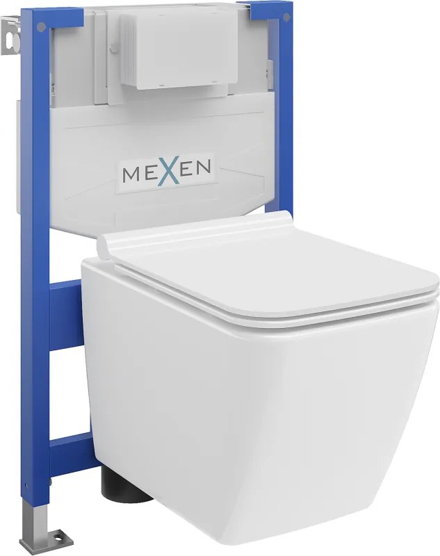 Mexen Vega szerelőkészlet WC beépíthető Fenix XS-F WC csészével és lassú záródású ülőkével, fehér fényes