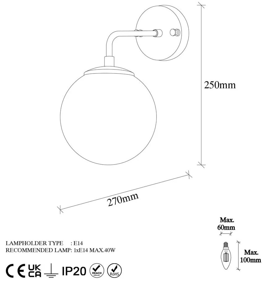 Fehér-bronzszínű fali lámpa ø 15 cm Viran – Opviq lights