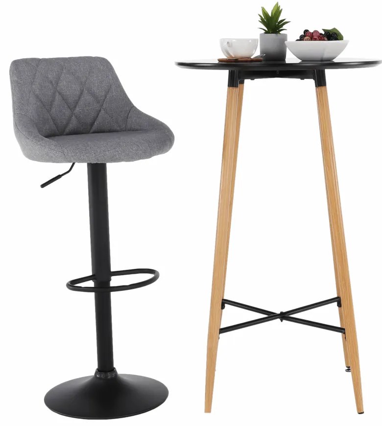 Bárasztal, fekete/tölgy, átmérő 60 cm, IMAM
