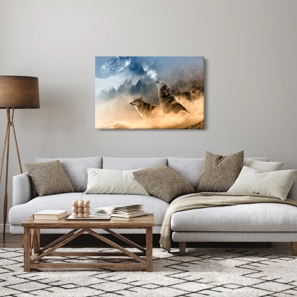 Farkasok üvöltése a holdra képe (90x60 cm)