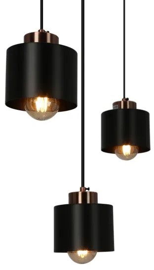 Csillár zsinóron OLENA 3xE27/60W/230V fekete