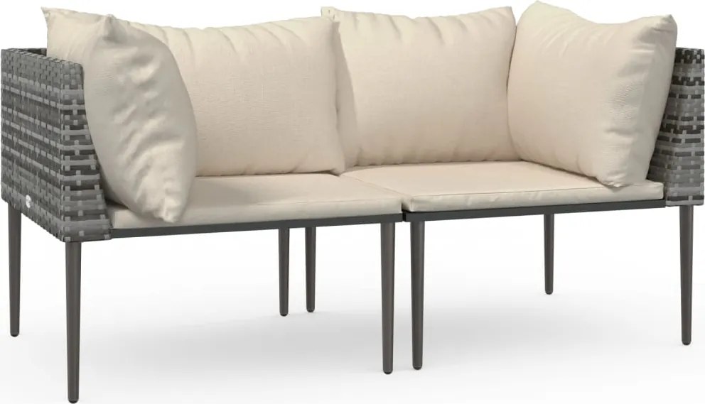vidaXL 2 db szürke polyrattan kerti sarokkanapé párnával
