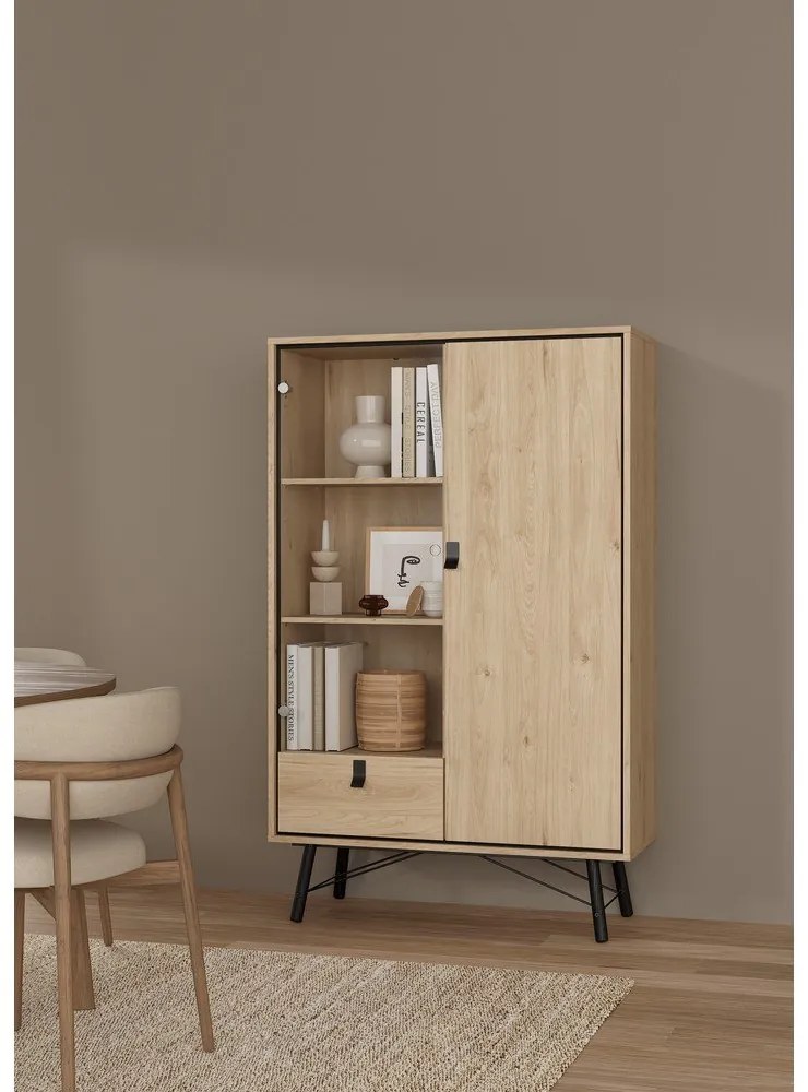 Natúr színű tálalószekrény tölgyfa dekorral 102x162x40 cm Ry – Tvilum