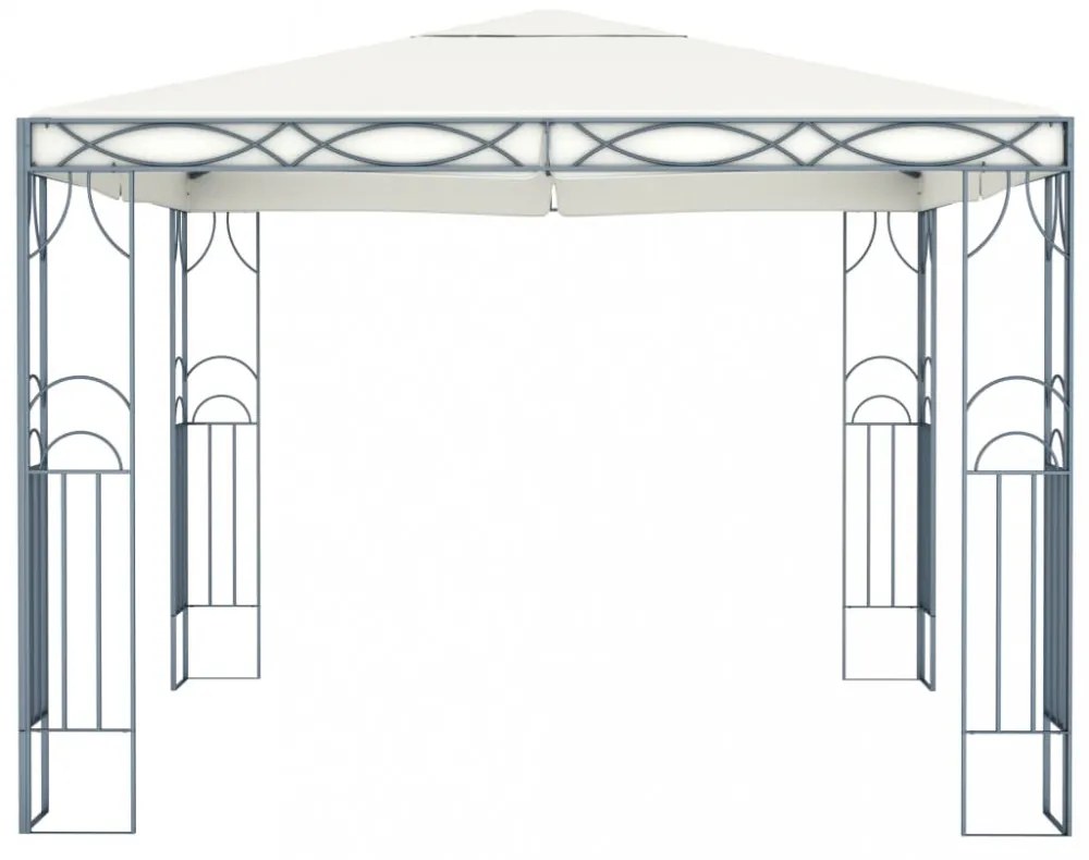 krémszínű pavilon LED fényfüzérrel 300 x 300 cm