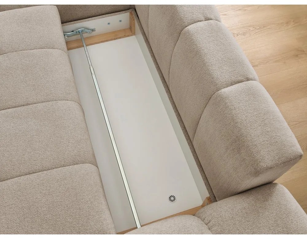 Szürkésbarna zsenília kinyitható-tárolóhelyes sarokkanapé (bal oldali-heverő résszel) Everest – Bobochic Paris