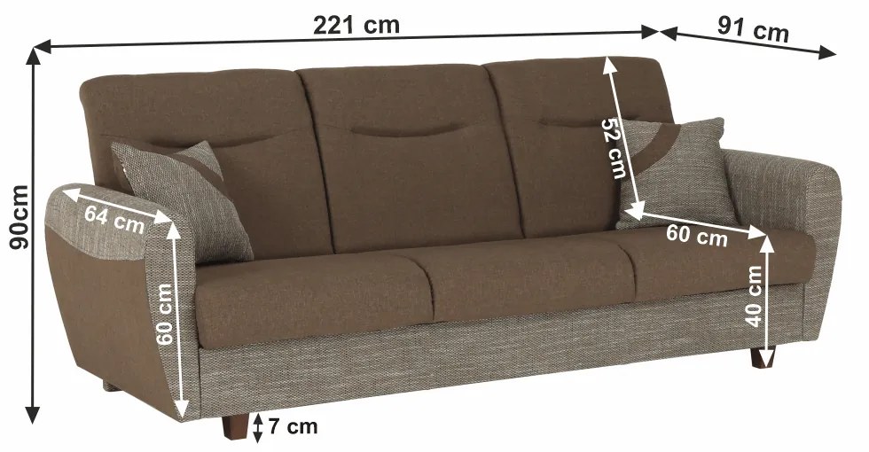 Zondo Háromszemélyes kanapé Miriel barna. 772467