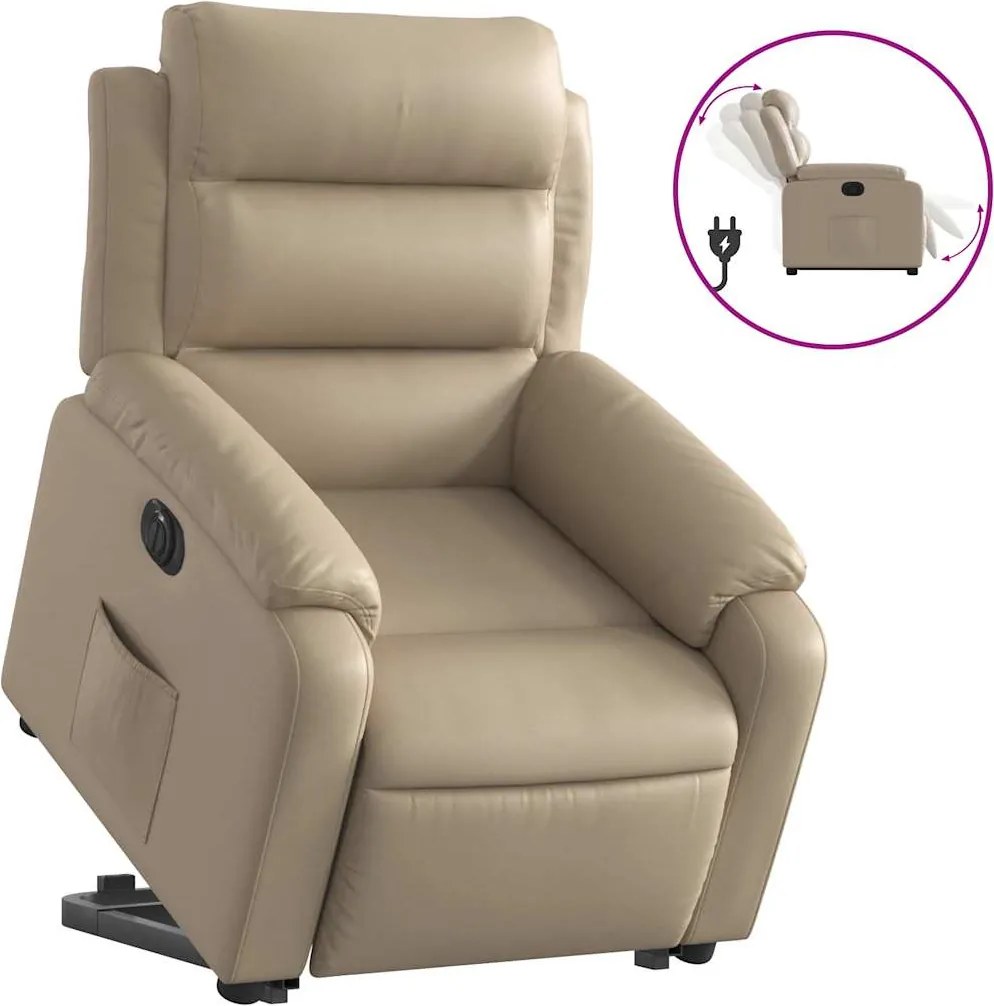 vidaXL elektromos cappuccino műbőr felállást segítő dönthető fotel